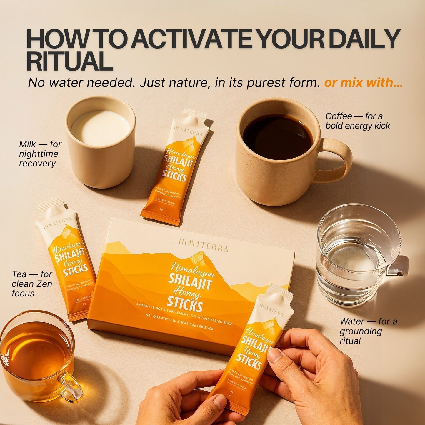 HIMĀTERRA™ Peak-Vitality Honey Sticks For 30 units Net Wt. 8.5oz